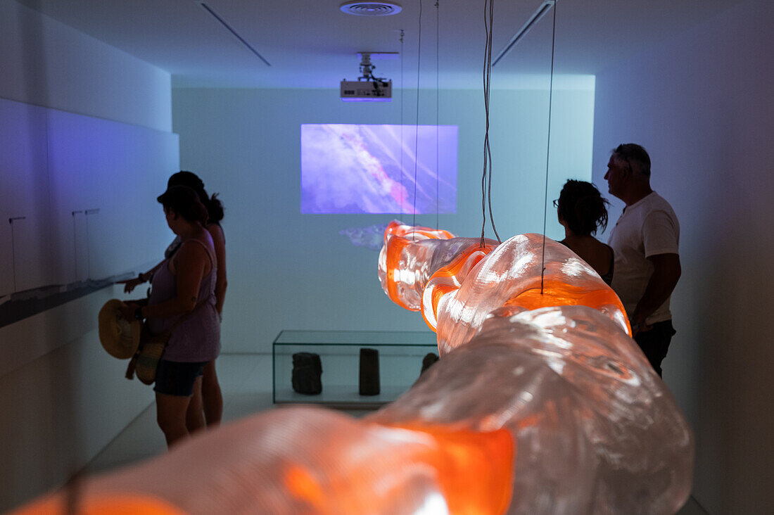 Inside the Lava tube installation at La Casa de los Volcanes (Volcanoes House) museum.\n