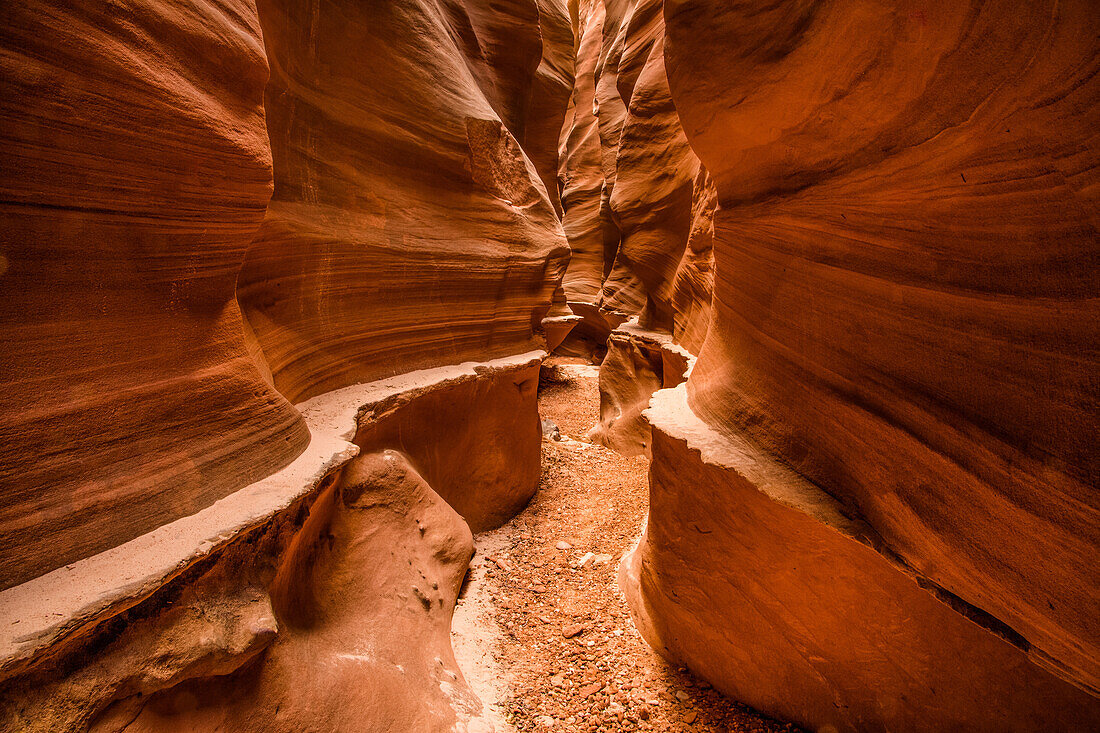 The sculpted High Spur slot canyon in the Orange Cliffs of the Glen Canyon National Recreation Area in Utah.\n