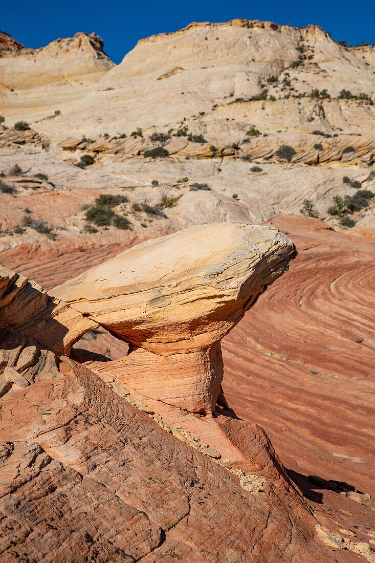 Navajo sandstone hoodoo rock formation in the Grand Staircase-Escalante National Monument in Utah.\n