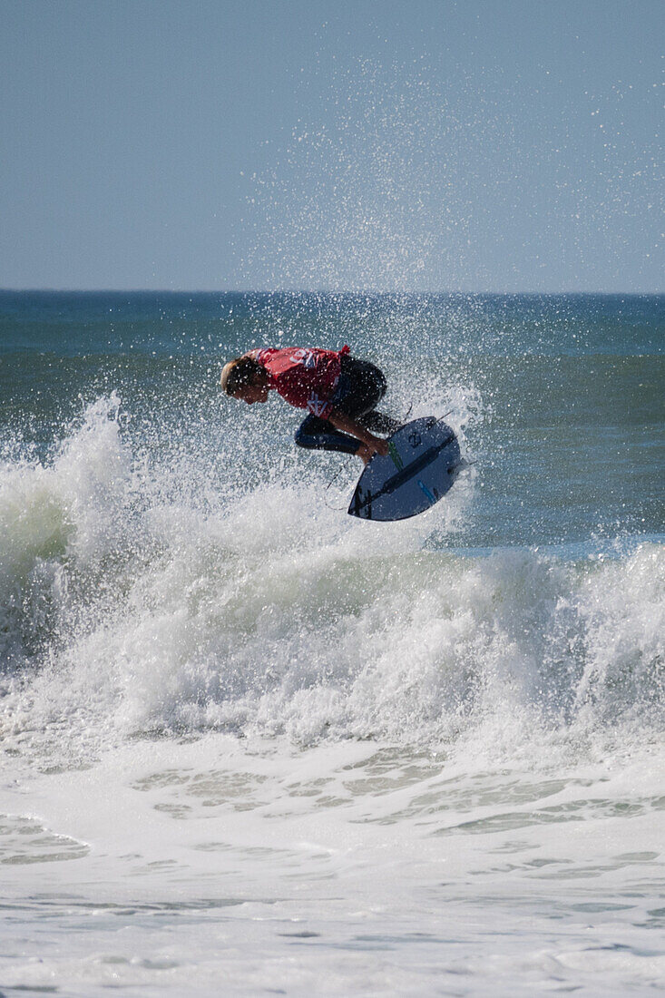 Jackson Dorian, young Hawaiian surfing talent and son of legendary Shane Dorian, during Quiksilver Festival celebrated in Capbreton, Hossegor and Seignosse, with 20 of the best surfers in the world hand-picked by Jeremy Flores to compete in south west of France.\n