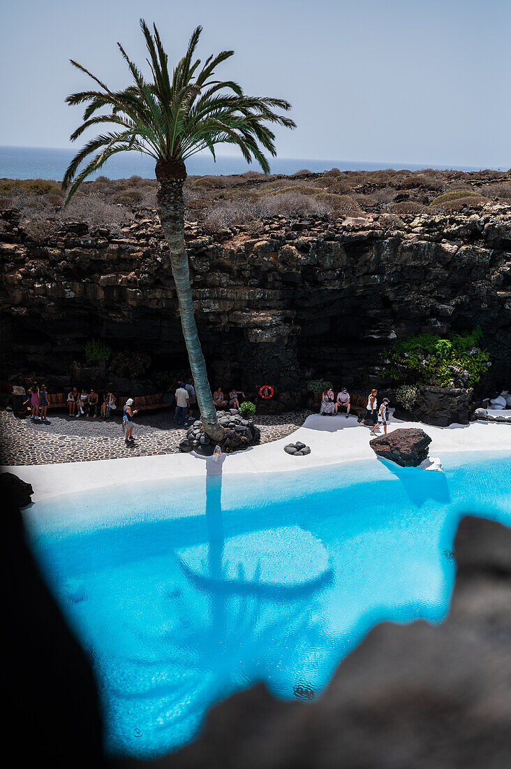 Jameos del Agua is a series of lava caves and an art, culture and tourism center created by local artist and architect, Cesar Manrique, Lanzarote, Canary Islands, Spain\n