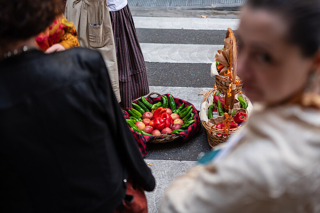 The Offering of Fruits on the morning of 13 October during the Fiestas del Pilar, Zaragoza, Aragon, Spain\n