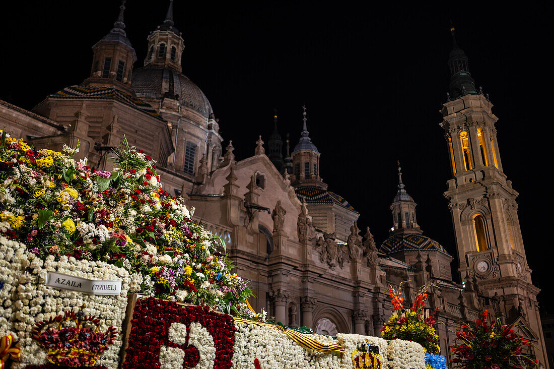 The Glass Rosary parade, or Rosario de Cristal, during the Fiestas del Pilar in Zaragoza, Spain\n