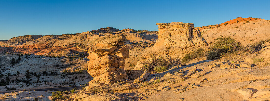 Navajo sandstone hoodoo rock formation in the Grand Staircase-Escalante National Monument in Utah.\n