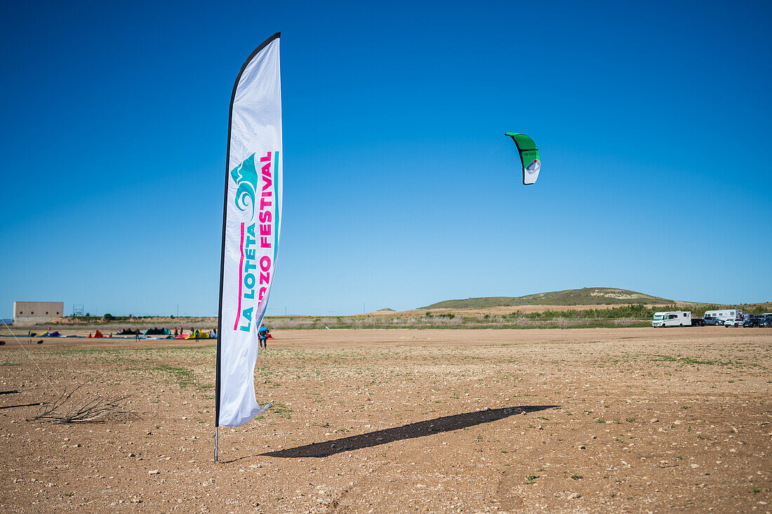 La Loteta Cierzo Festival, offene Kitesurf-Meisterschaft in Luceni, Zaragoza, Spanien