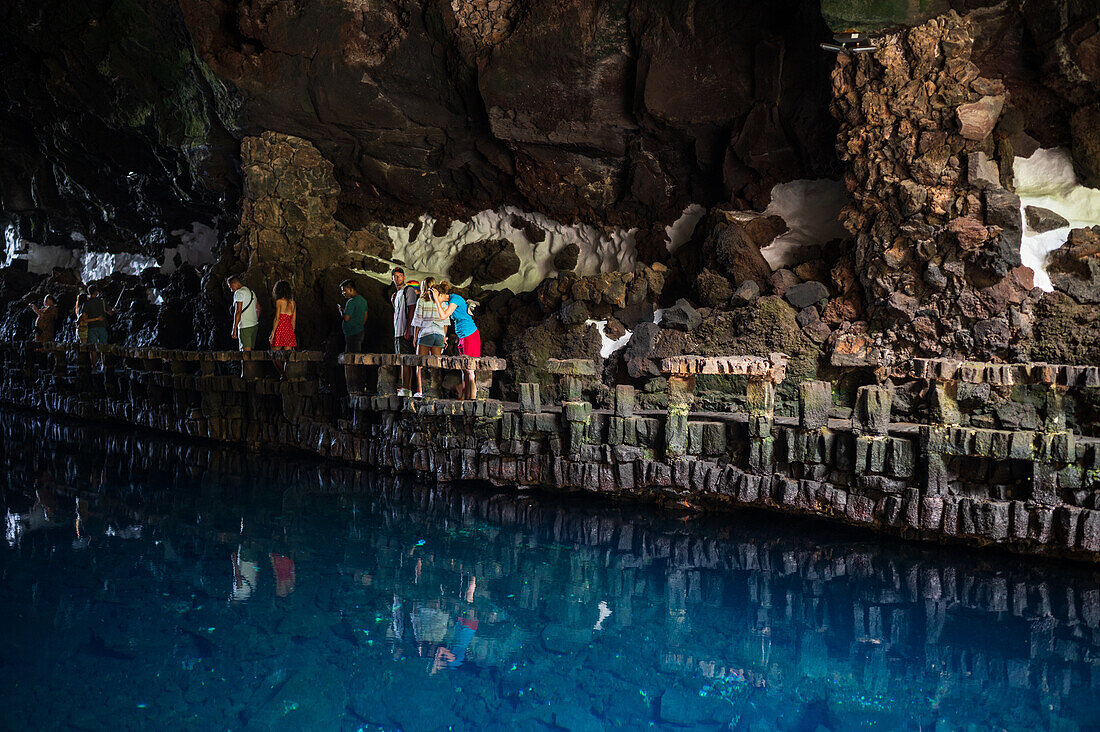 Jameos del Agua is a series of lava caves and an art, culture and tourism center created by local artist and architect, Cesar Manrique, Lanzarote, Canary Islands, Spain\n