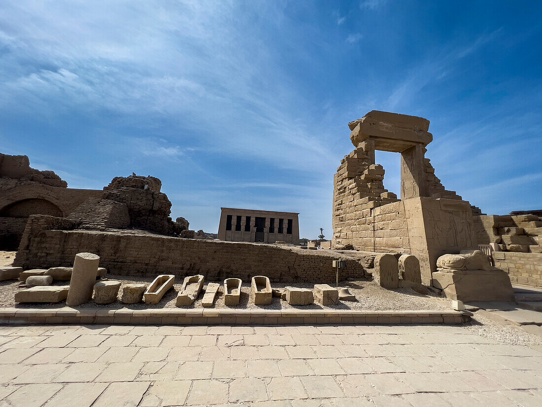 Gate of Domitian and Trajan, northern entrance of the Temple of Hathor, Dendera Temple complex, Dendera, Egypt, North Africa, Africa\n