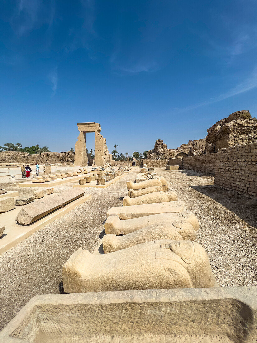 Gate of Domitian and Trajan, northern entrance of the Temple of Hathor, Dendera Temple complex, Dendera, Egypt, North Africa, Africa\n