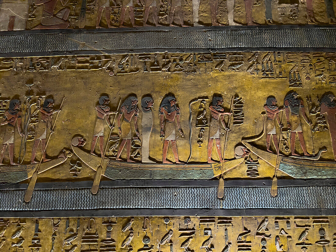 Reliefs und Malereien im Grab von Pharao Sety I., dem Grab des Apis, 19. Dynastie, Tal der Könige, UNESCO-Welterbe, Theben, Ägypten, Nordafrika, Afrika