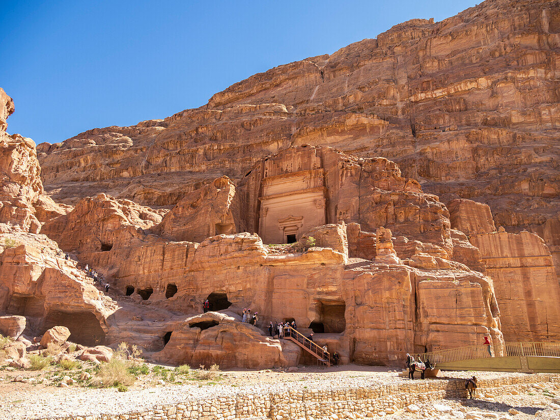 The Street of Facades, Petra Archaeological Park, UNESCO World Heritage Site, one of the New Seven Wonders of the World, Petra, Jordan, Middle East\n