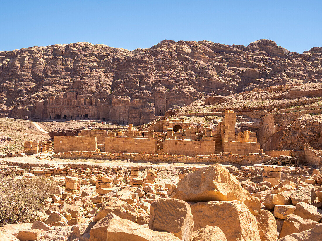 Die byzantinische Kirche, Archäologischer Park von Petra, UNESCO-Welterbe, eines der sieben neuen Weltwunder, Petra, Jordanien, Naher Osten