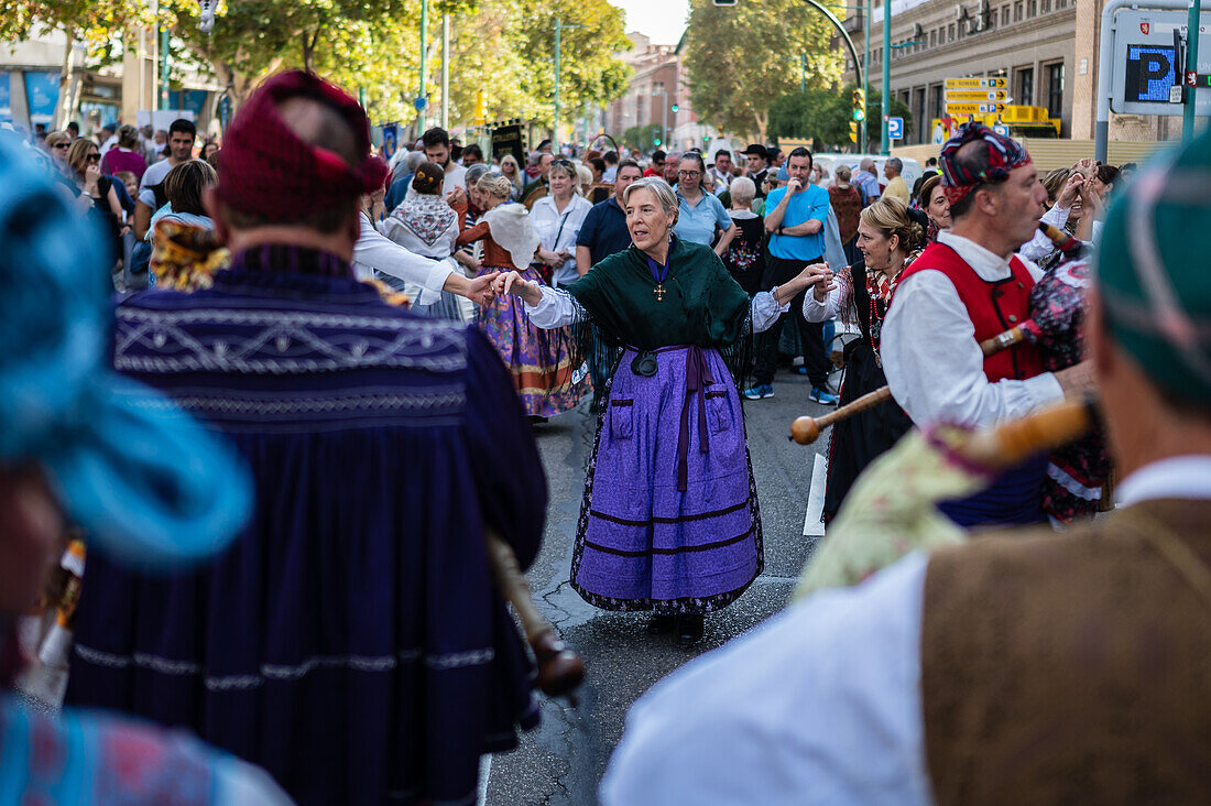 The Offering of Fruits on the morning of 13 October during the Fiestas del Pilar, Zaragoza, Aragon, Spain\n