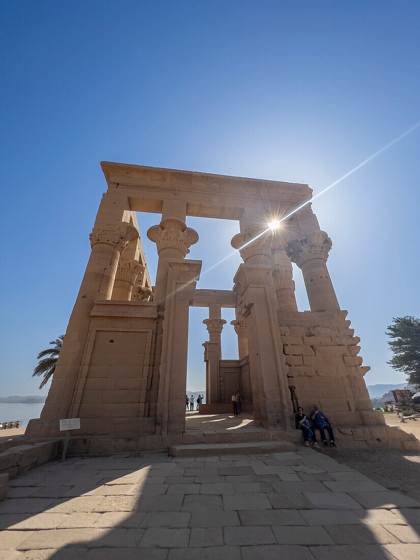 The Philae temple complex, The Temple of Isis, UNESCO World Heritage Site, currently on the island of Agilkia, Egypt, North Africa, Africa\n