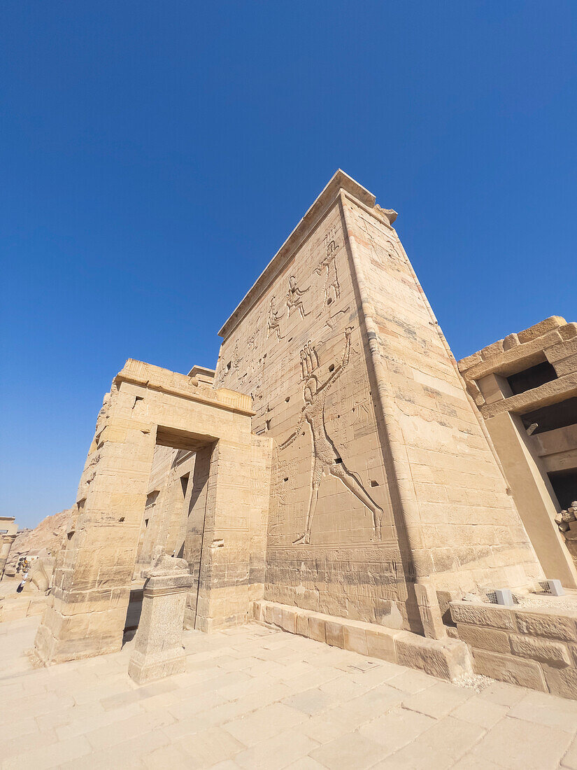 The Philae temple complex, The Temple of Isis, UNESCO World Heritage Site, currently on the island of Agilkia, Egypt, North Africa, Africa\n