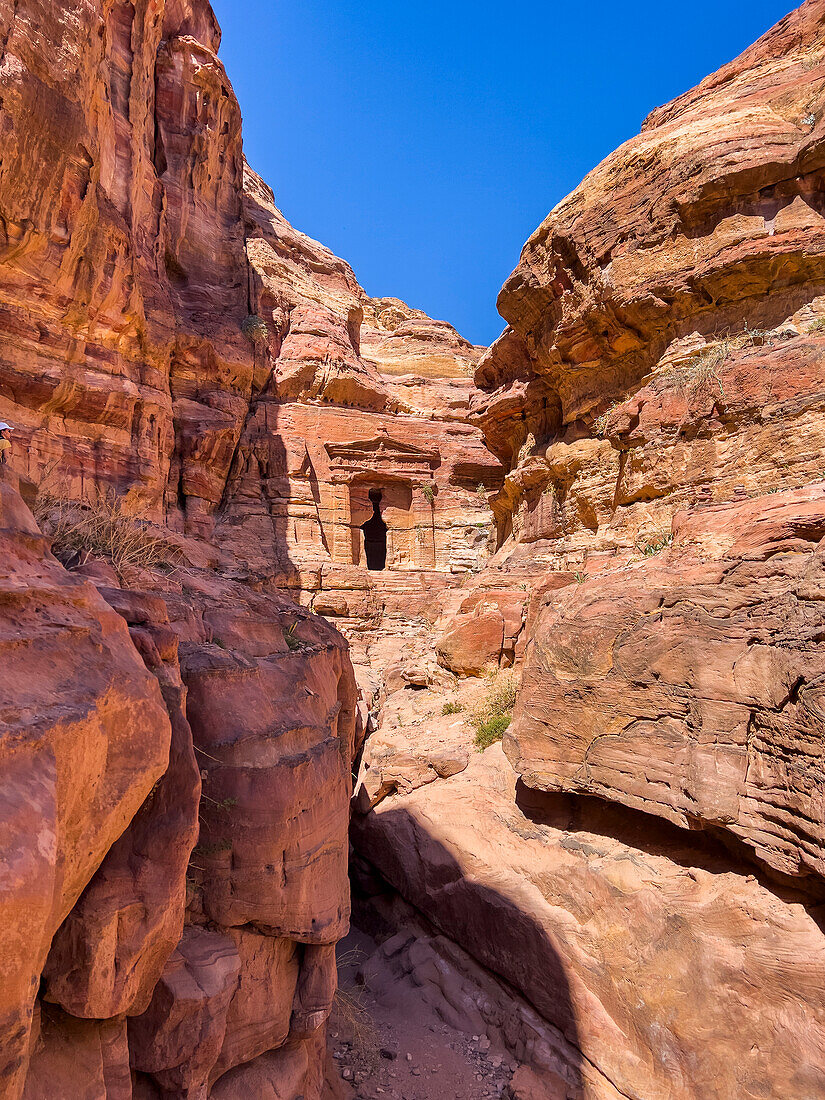 Der Tempel der geflügelten Löwen, Archäologischer Park von Petra, UNESCO-Weltkulturerbe, eines der Neuen Sieben Weltwunder, Petra, Jordanien, Naher Osten