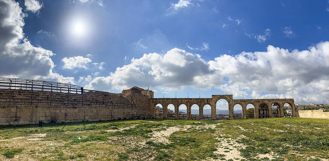 Entrance to the Hippodrome in Jerash, believed to have been founded in 331 BC by Alexander the Great, Jerash, Jordan, Middle East\n