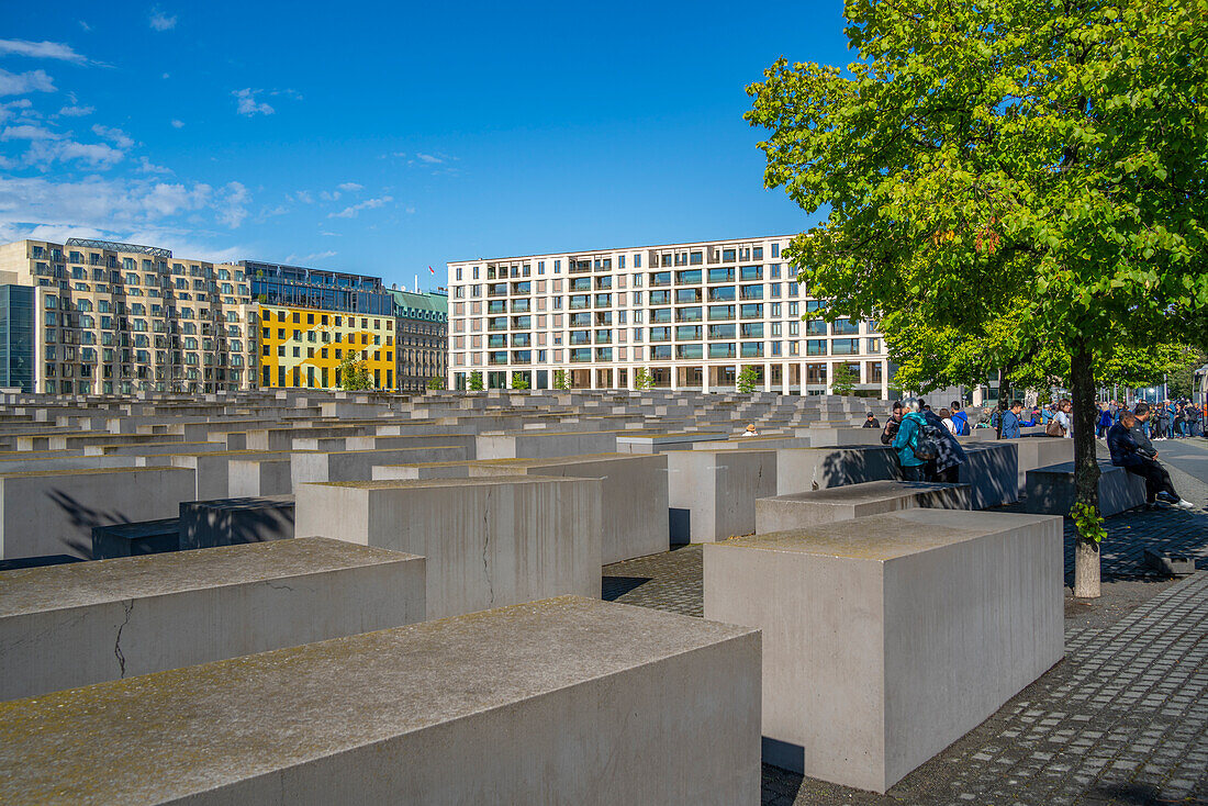 Blick auf das Mahnmal für die ermordeten Juden Europas, Berlin, Deutschland, Europa