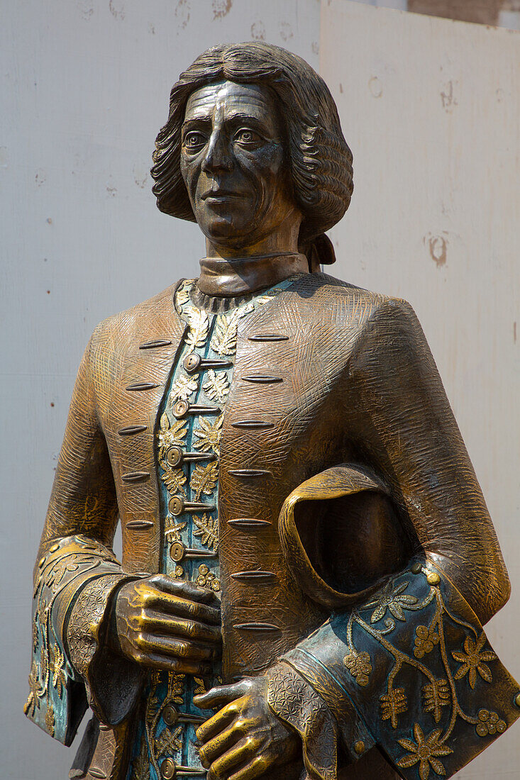 Statue, Jose de la Borda, Gründer der frühen Silberminen, Taxco, Guerrero, Mexiko, Nordamerika