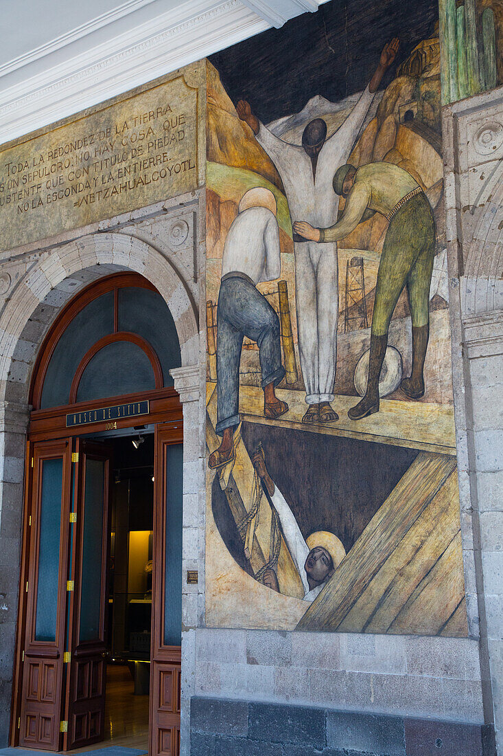 Office Doors with Murals of Diego Rivera, Secretaria de Educacion Building, Mexico City, Mexico, North America\n
