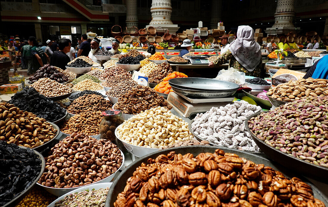 Nuts for sale, Central Market, Dushanbe, Tajikistan, Central Asia, Asia\n
