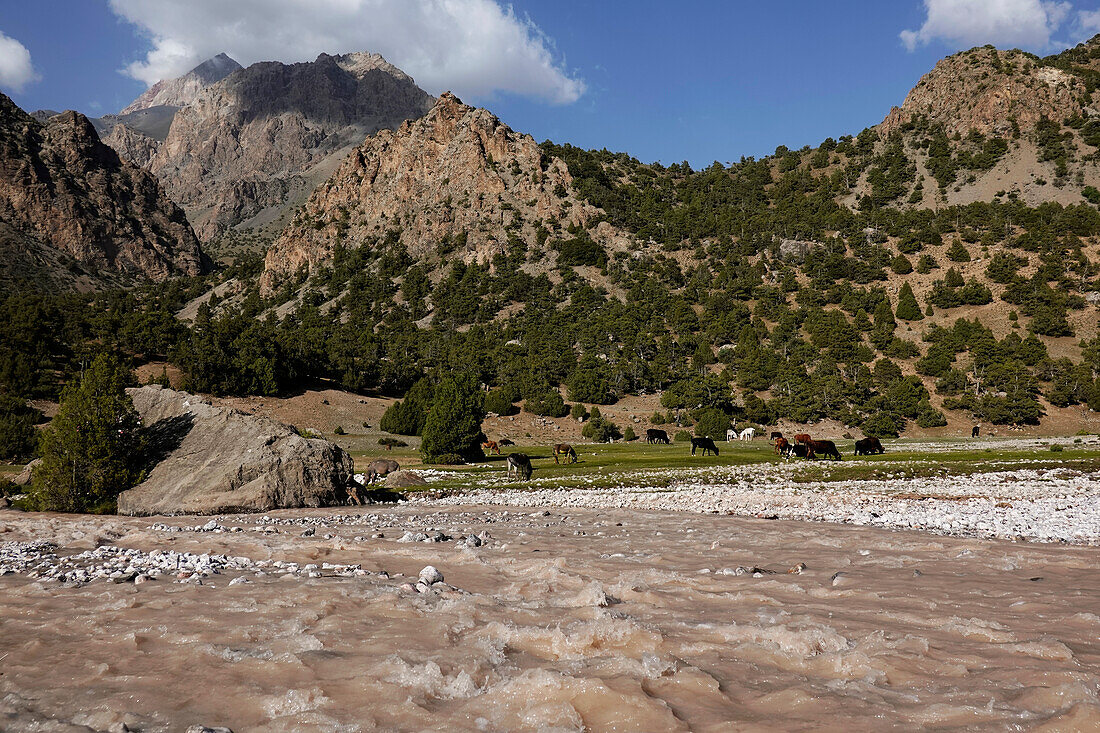 The remote and spectacular Fann Mountains, part of the western Pamir-Alay, Tajikistan, Central Asia, Asia\n