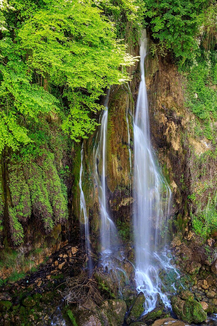 Frankreich, Alpes Maritimes, Parc Naturel Regional des Prealpes d'Azur, Gourdon, Wasserfall Saut du Loup