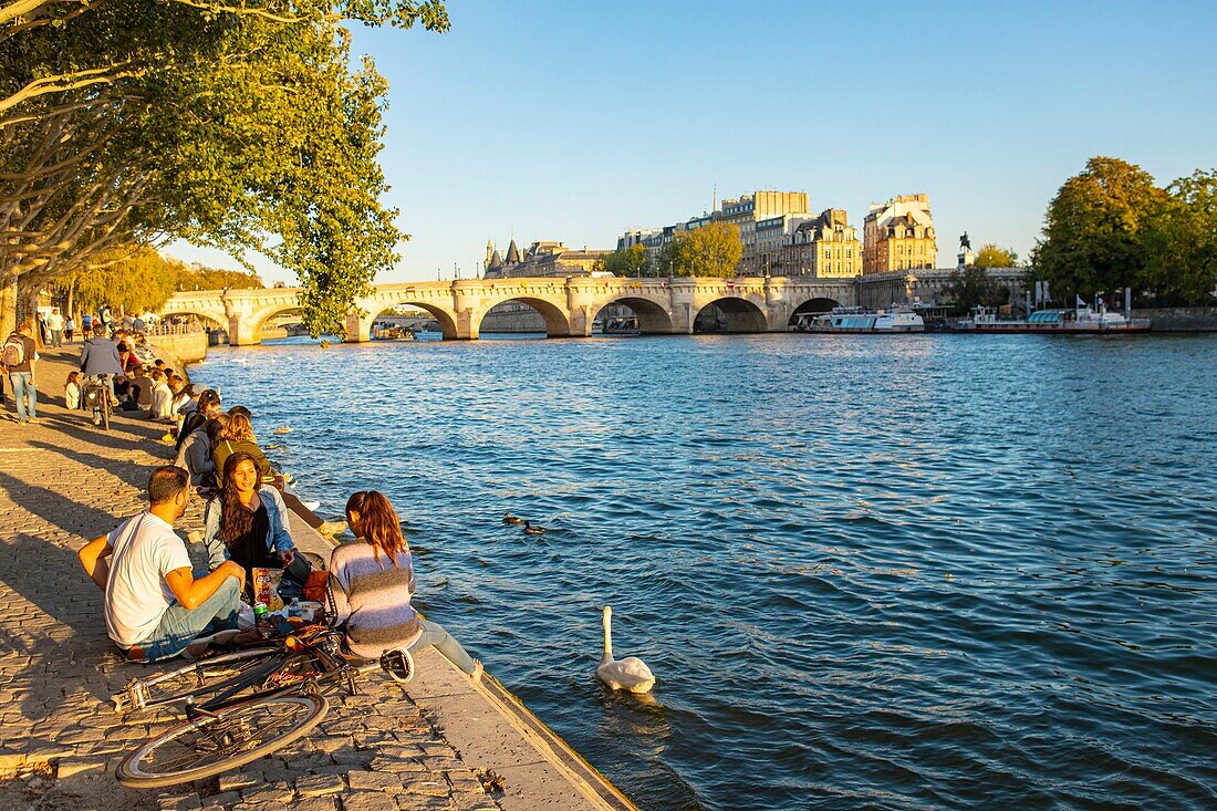 Frankreich, Paris, von der UNESCO zum Weltkulturerbe erklärt, die Kais und die Pont Neuf