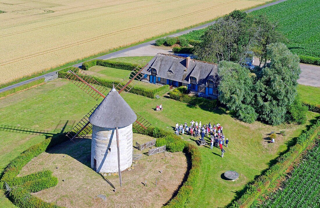 France, Eure, Hauville windmill (aerial view)\n