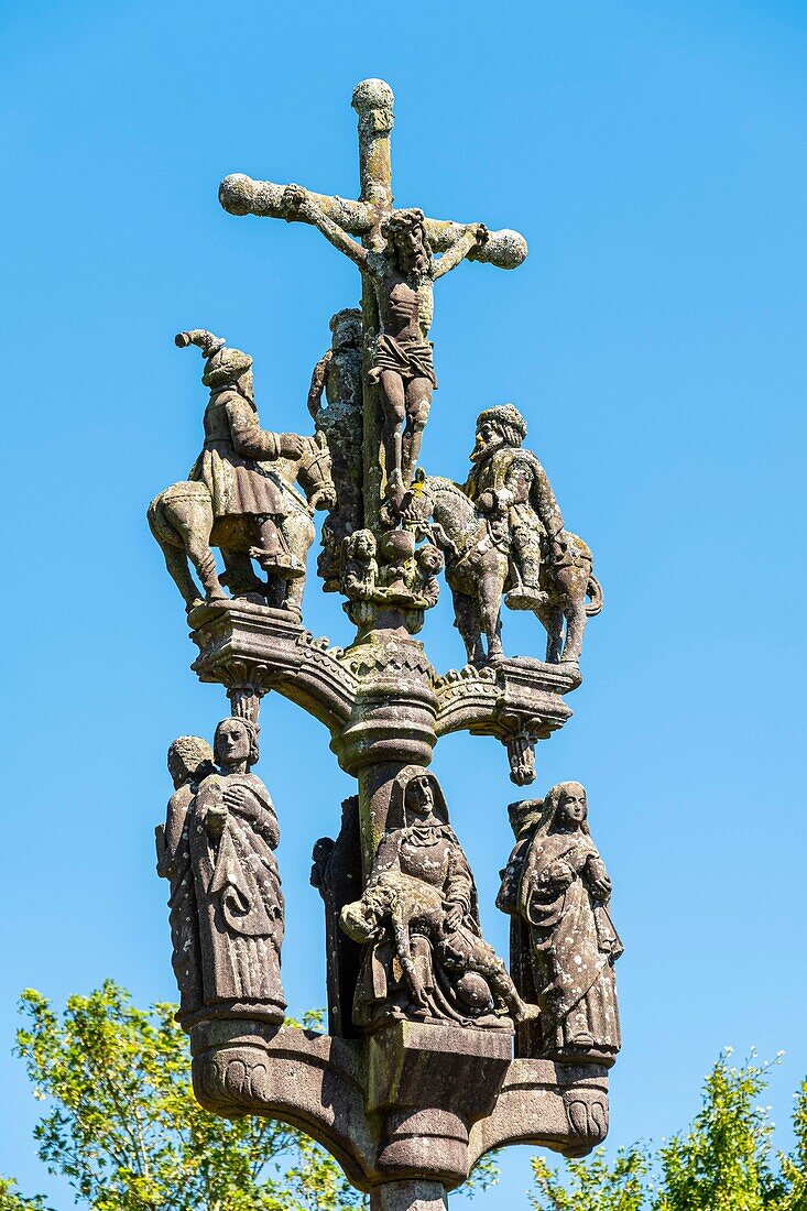 France, Finistere, Plomodiern, Sainte-Marie-du-Ménez-Hom chapel, the calvary (1544)\n