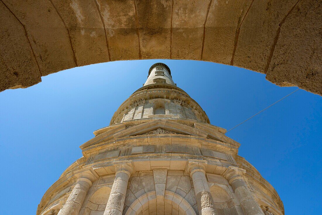 Frankreich, Gironde, Verdon-sur-Mer, Felsplateau von Cordouan, Leuchtturm von Cordouan, von der UNESCO zum Weltkulturerbe erklärt, Gesamtansicht