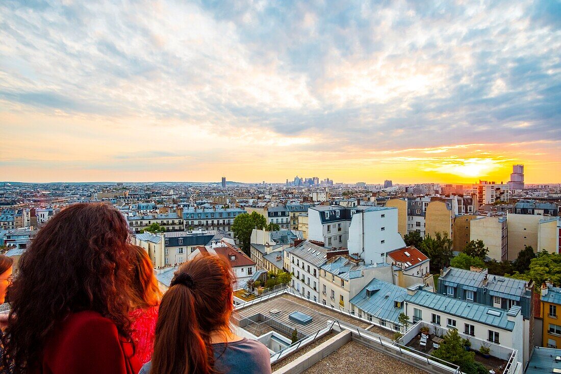 France, Paris, general view of Paris from a Rooftop in the 18th arrondissement\n