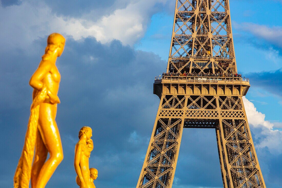 France, Paris, Place du Trocadero, the Eiffel Tower\n