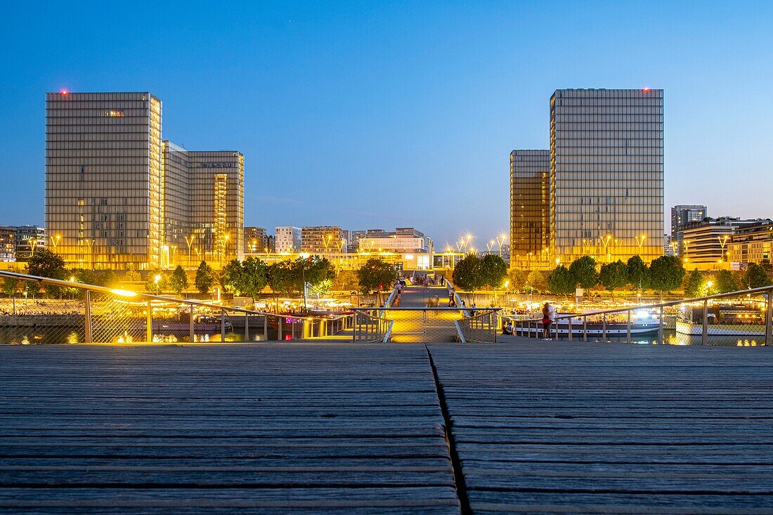 France, Paris, the Simone de Beauvoir bridge and the BNF Francois Mitterand\n