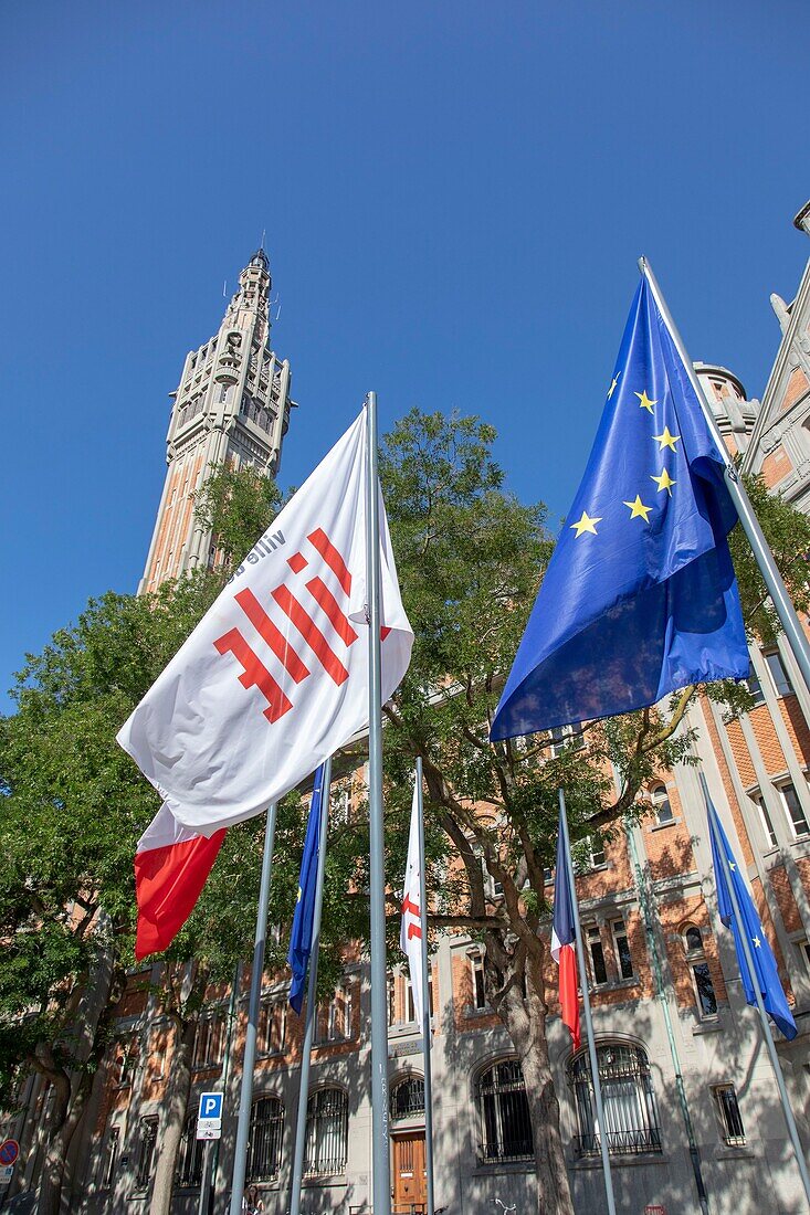 Frankreich, Nord, Lille, Glockenturm des von der UNESCO zum Weltkulturerbe erklärten Rathauses