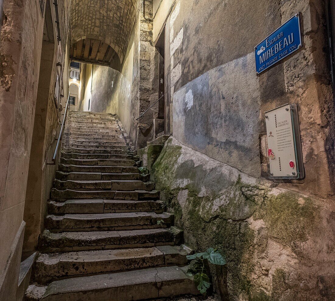 Frankreich, Cher, Bourges, historisches Zentrum, escalier Mirebeau Treppe