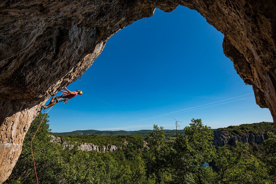 Frankreich, Ardeche, Chauzon, Klettergebiet des Cirque de Gens