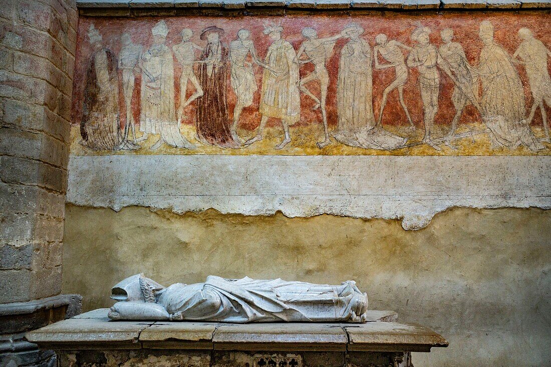 France, Haute Loire, La Chaise Dieu, Natural regional park of Livradois Forez, abbey of Saint Robert, fresco of the Macabre Dance\n