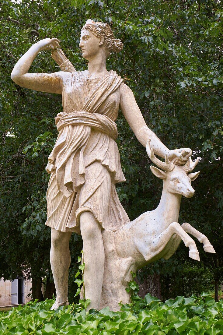 Frankreich, Indre, Berry, Loire Schlösser, Chateau de Valencay, Diana von Versaille (Artemis) Statue