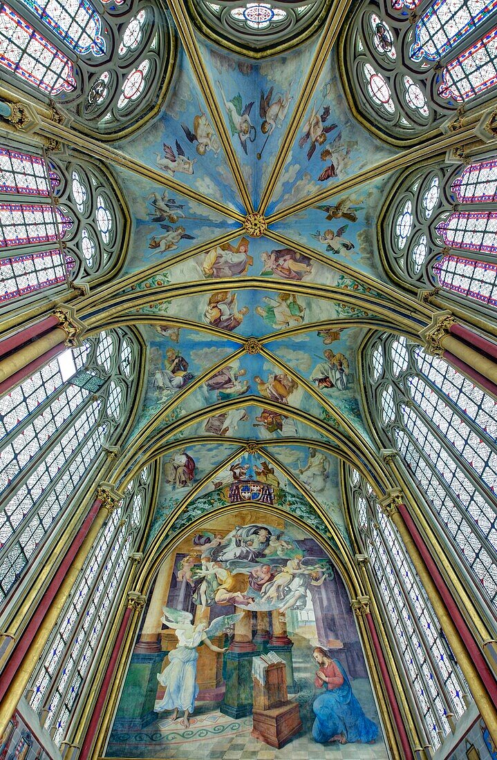 France, Oise, Fontaine-Chaalis, royal abbey of Chaalis, Sainte-Marie chapell painted by Primaticcio\n