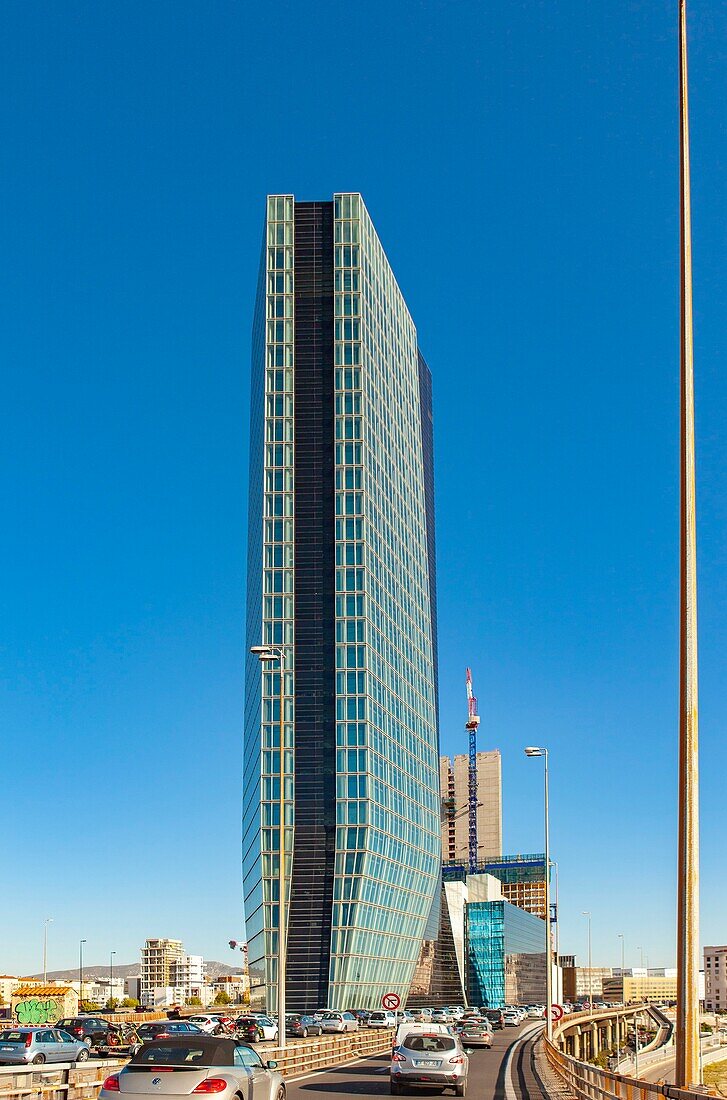 France, Bouches du Rhone, Marseille, the CMA CGM Tower\n