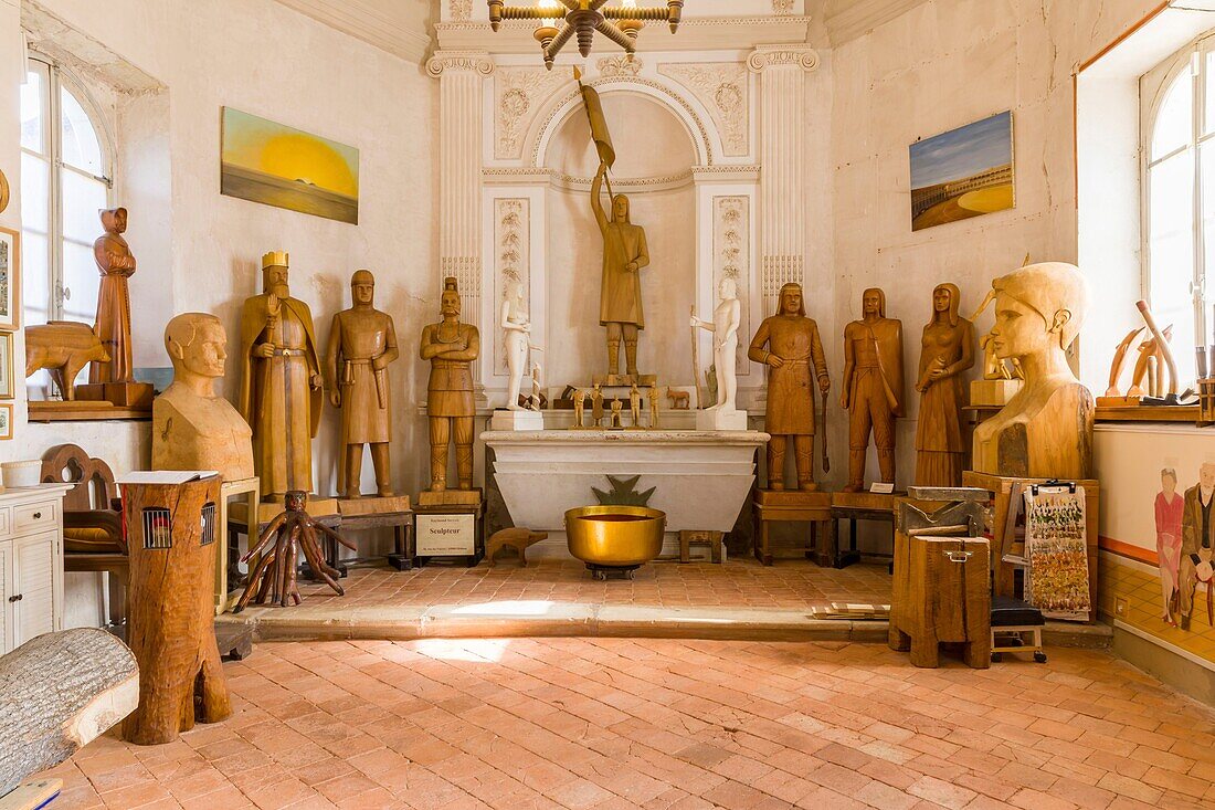 France, Loiret, Loire valley, Couasnon chappel, workshop of a wood carver\n