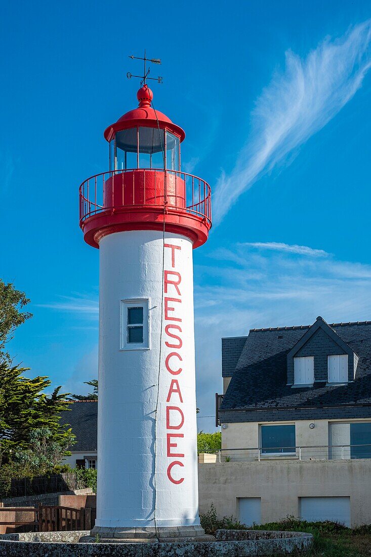 France, Finistere, Audierne, Trescadec lighthouse along the GR 34 hiking trail or customs trail\n