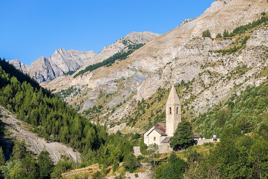 France, Alpes-Maritimes, Mercantour National Park, Tinée valley, Saint-Dalmas-le-Selvage, Saint-Dalmas parish church\n