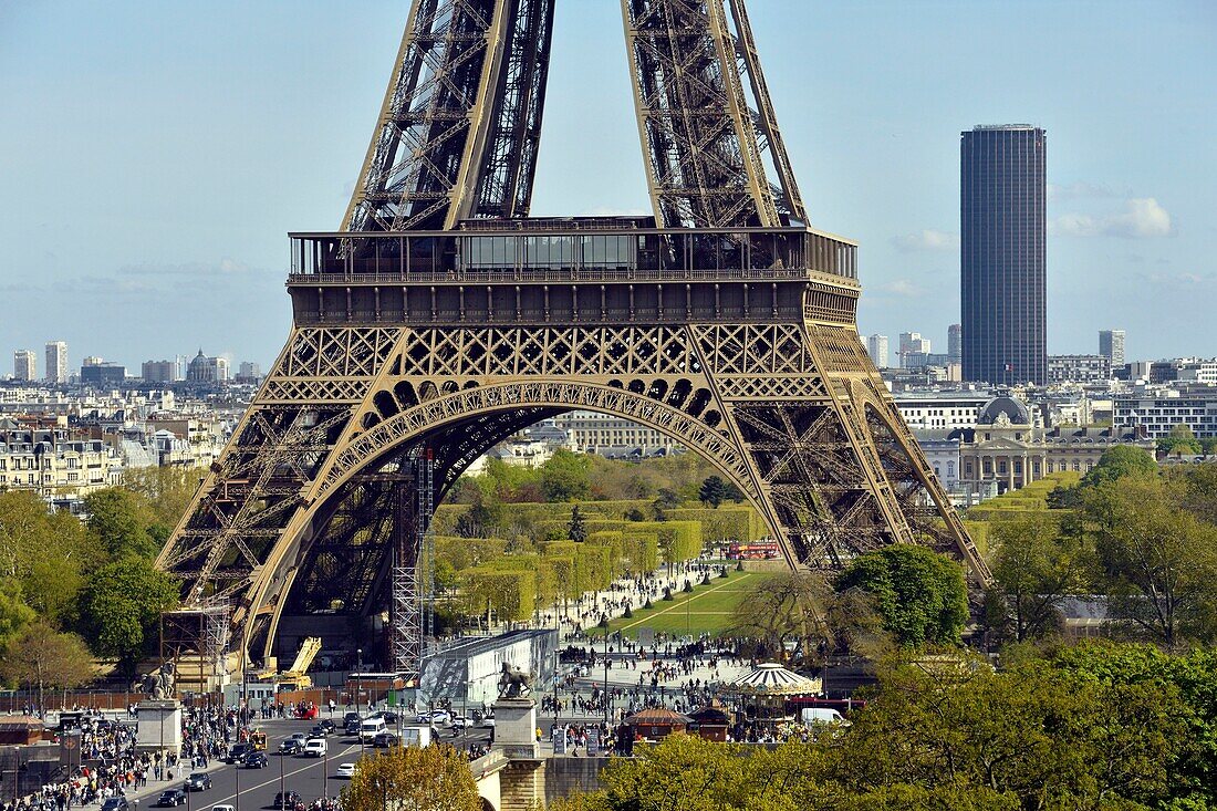 France, Paris, area listed as World Heritage by UNESCO, the Eiffel Tower and the Montparnasse tower\n