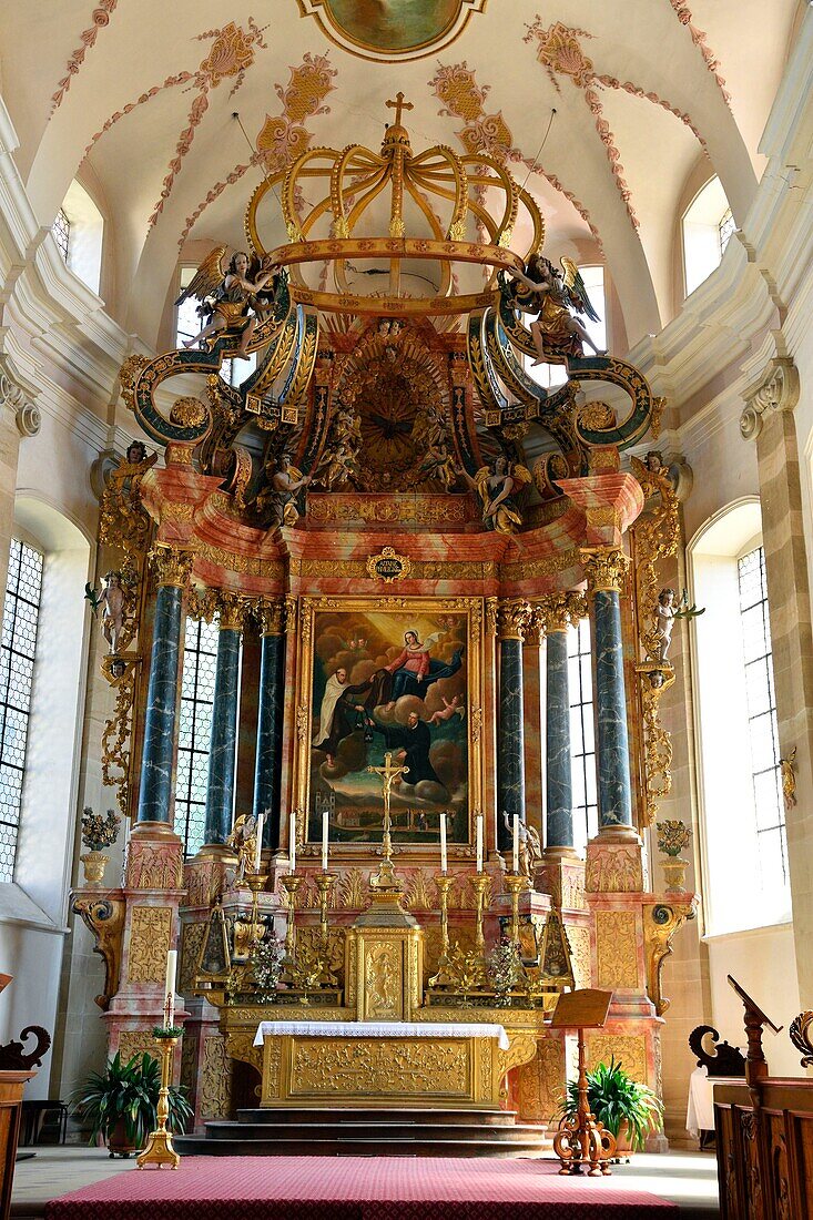France, Bas Rhin, the Ried, Ebersmunster, Saint Maurice abbey church from the 18th century and german baroque style\n