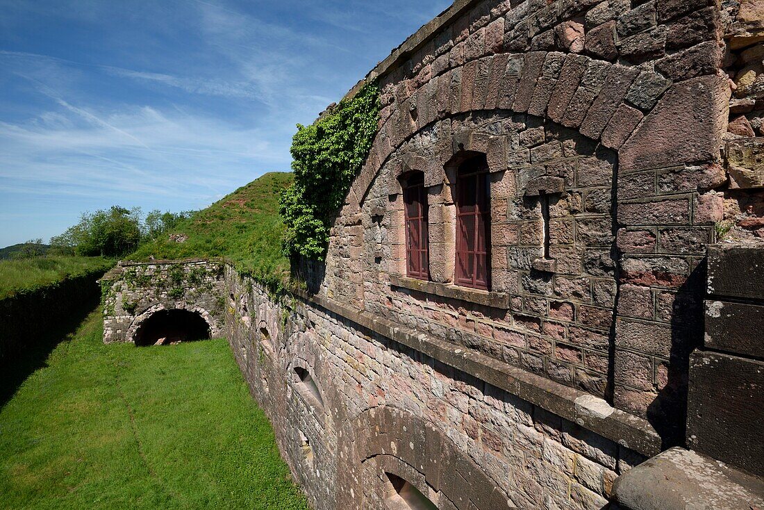 France, Territoire de Belfort, Giromagny, fort Dorsner built in 1875, fortified system Sere de Rivieres, ditches towards the entrance\n