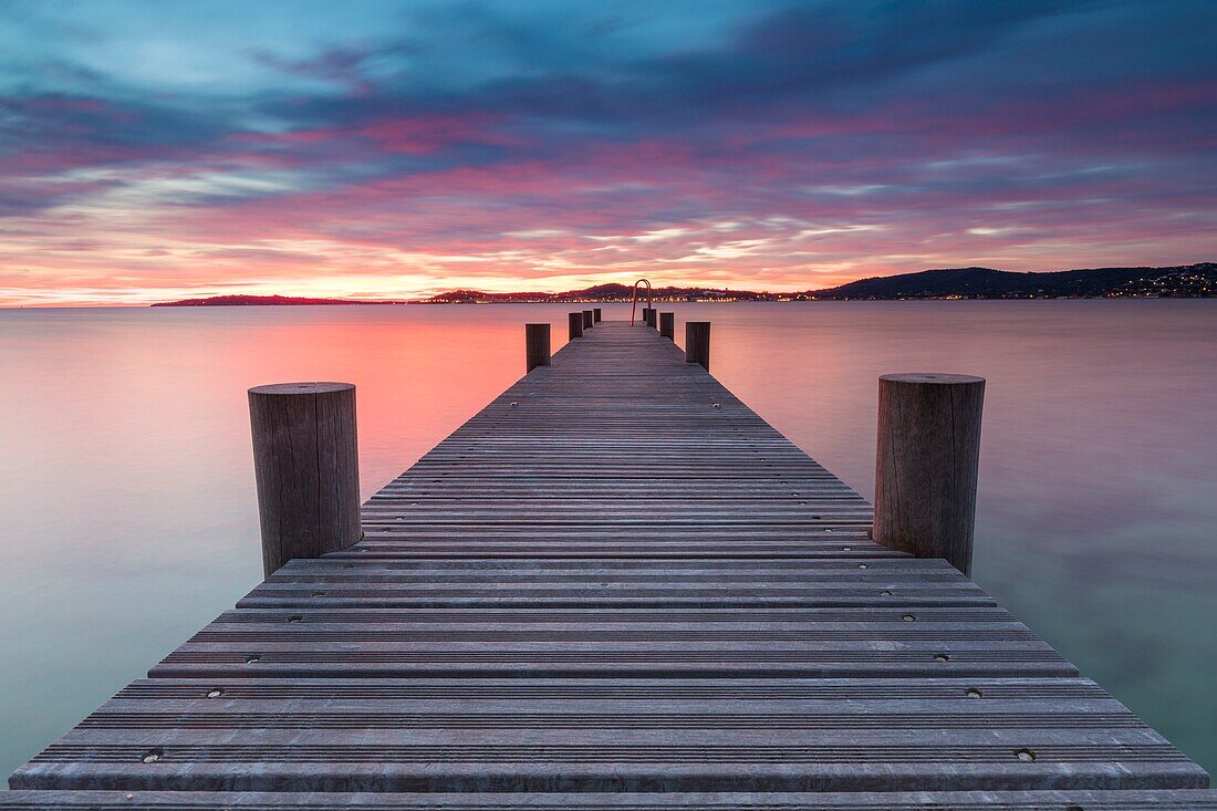 France, Var, Grimaud, pontoon in the gulf of Saint Tropez\n