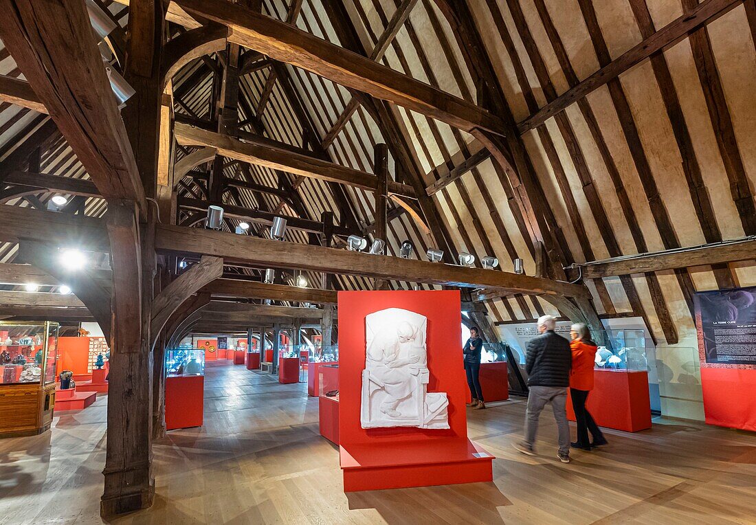 "France, Oise, Beauvais, MUDO &#x2013; Musée de l'Oise, Museum of the Oise Department in the former 12th century bishop's palace, 16th century oak roofing framework 14 meters high"\n