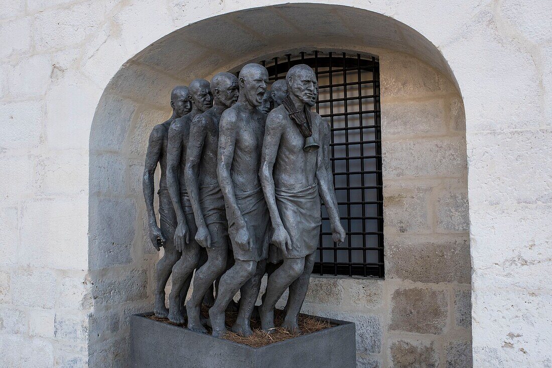 France, Alpes Maritimes, Nice, listed as World Heritage by UNESCO, Port Lympia, Slaves, Barna Gacsi sculpture\n