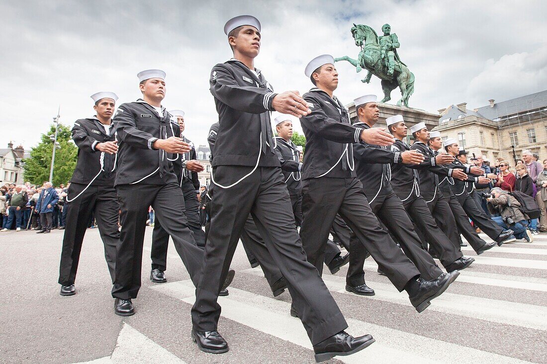France, Seine Maritime, Rouen, Armada 2019, parade of mexican sailors in front of the City Hall\n